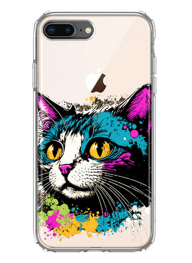 Apple iPhone 7/8 Plus Cool Cat Oil Paint Pop Art Hybrid Protective Phone Case Cover
