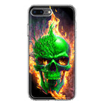 Apple iPhone 7/8 Plus Green Flaming Skull Burning Fire Double Layer Phone Case Cover