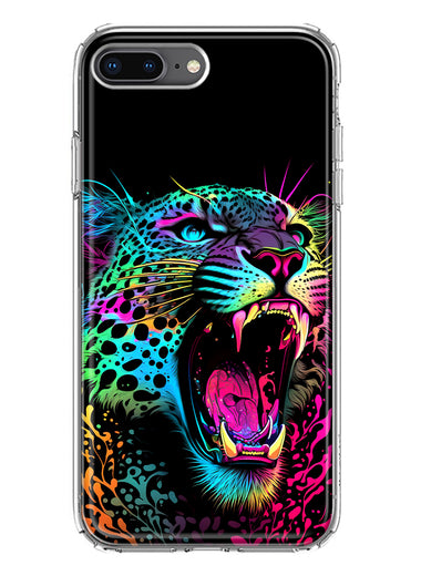 Apple iPhone 7/8 Plus Neon Rainbow Glow Colorful Leopard Hybrid Protective Phone Case Cover