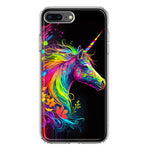 Apple iPhone 7/8 Plus Neon Rainbow Glow Unicorn Floral Hybrid Protective Phone Case Cover