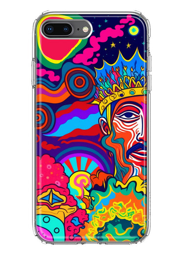 Apple iPhone 7/8 Plus Neon Rainbow Psychedelic Indie Hippie Indie King Hybrid Protective Phone Case Cover
