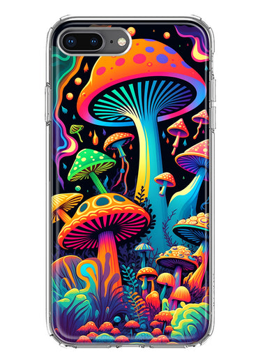 Apple iPhone 7/8 Plus Neon Rainbow Psychedelic Indie Hippie Mushrooms Hybrid Protective Phone Case Cover