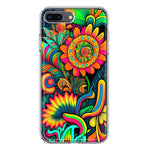 Apple iPhone 7/8 Plus Neon Rainbow Psychedelic Indie Hippie Sunflowers Hybrid Protective Phone Case Cover
