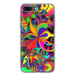 Apple iPhone 7/8 Plus Neon Rainbow Psychedelic Hippie Wild Flowers Hybrid Protective Phone Case Cover