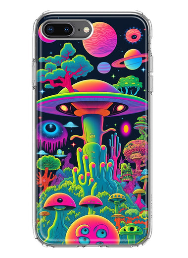 Apple iPhone 7/8 Plus Neon Rainbow Psychedelic UFO Alien Planet Hybrid Protective Phone Case Cover