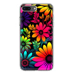 Apple iPhone 7/8 Plus Neon Rainbow Glow Colorful Abstract Flowers Floral Hybrid Protective Phone Case Cover