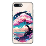 Apple iPhone 7/8 Plus Kawaii Manga Pink Cherry Blossom Japanese Sky Floral Ocean Hybrid Protective Phone Case Cover