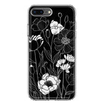 Apple iPhone 7/8 Plus Line Drawing Art White Floral Flowers Hybrid Protective Phone Case Cover