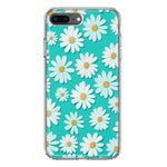 Apple iPhone 7/8 Plus Turquoise Teal White Daisies Cute Daisy Polka Dots Double Layer Phone Case Cover