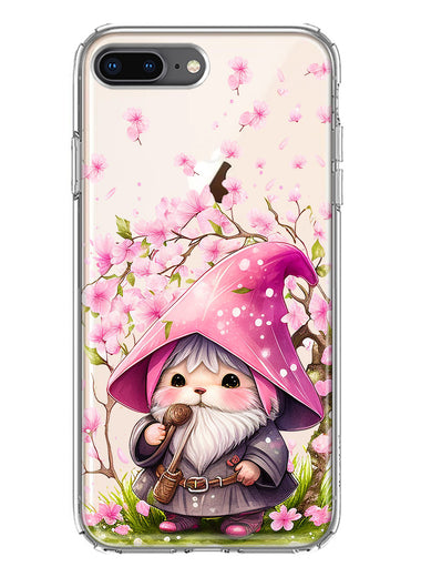 Apple iPhone 7/8 Plus Cute Pink Cherry Blossom Gnome Spring Floral Flowers Double Layer Phone Case Cover