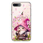 Apple iPhone 7/8 Plus Cute Pink Cherry Blossom Gnome Spring Floral Flowers Double Layer Phone Case Cover