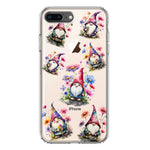 Apple iPhone 7/8 Plus Cute Pink Purple Cosmos Flowers Gnomes Spring Floral Double Layer Phone Case Cover