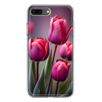 Apple iPhone 7/8 Plus Pink Tulip Flowers Floral Hybrid Protective Phone Case Cover