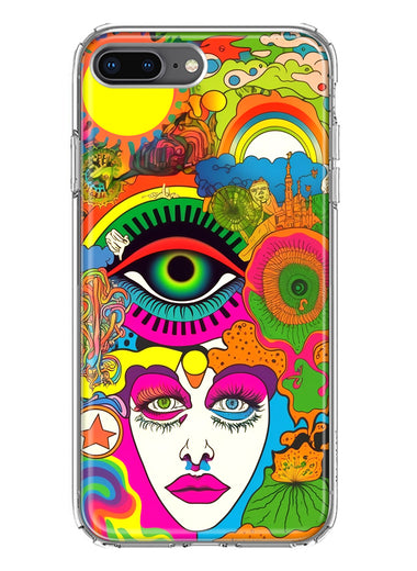 Apple iPhone 8 Plus Neon Rainbow Psychedelic Trippy Hippie DaydreamHybrid Protective Phone Case Cover