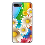 Apple iPhone 7/8 Plus Colorful Rainbow Daisies Blue Pink White Green Double Layer Phone Case Cover