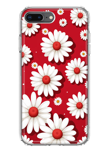 Apple iPhone 7/8 Plus Cute White Red Daisies Polkadots Double Layer Phone Case Cover