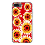 Apple iPhone 7/8 Plus Yellow Sunflowers Polkadot on Red Double Layer Phone Case Cover