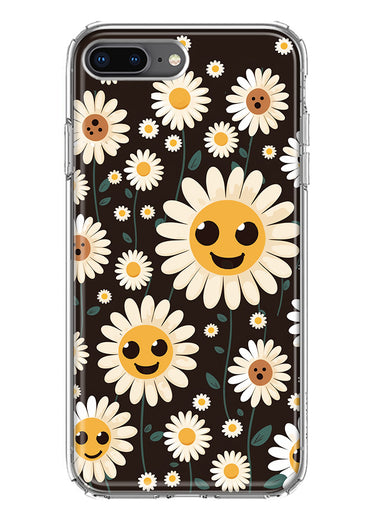 Apple iPhone 7/8 Plus Cute Smiley Face White Daisies Double Layer Phone Case Cover