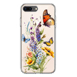 Apple iPhone 7/8 Plus Yellow Purple Spring Flowers Butterflies Floral Hybrid Protective Phone Case Cover