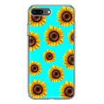 Apple iPhone 7/8 Plus Yellow Sunflowers Polkadot on Turquoise Teal Double Layer Phone Case Cover