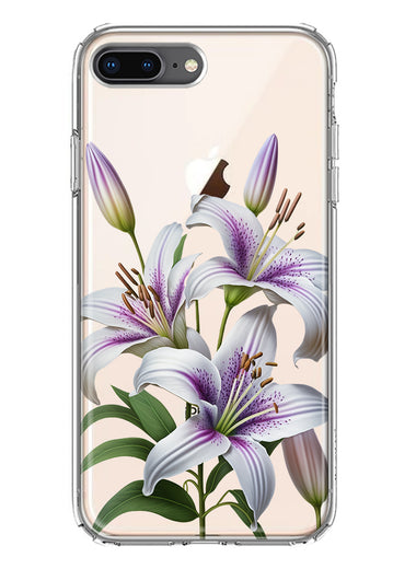 Apple iPhone 7/8 Plus White Lavender Lily Purple Flowers Floral Hybrid Protective Phone Case Cover