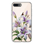 Apple iPhone 7/8 Plus White Lavender Lily Purple Flowers Floral Hybrid Protective Phone Case Cover