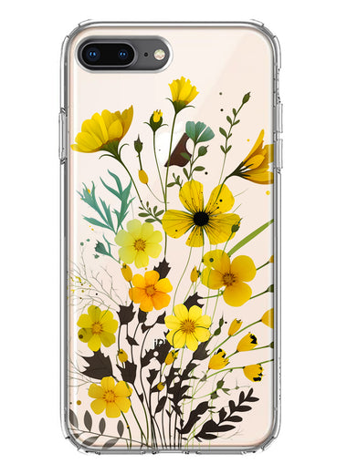 Apple iPhone 7/8 Plus Yellow Summer Flowers Floral Hybrid Protective Phone Case Cover