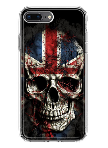 Apple iPhone 8 Plus British UK Flag Skull Hybrid Protective Phone Case Cover