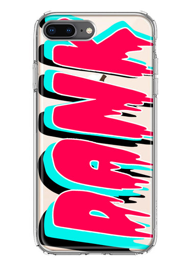 Apple iPhone 8 Plus Teal Pink Clear Funny Text Quote Dank Hybrid Protective Phone Case Cover