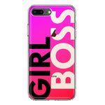 Apple iPhone 8 Plus Pink Clear Funny Text Quote Girl Boss Hybrid Protective Phone Case Cover