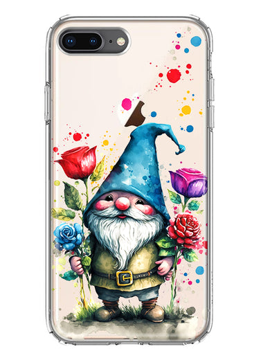 Apple iPhone 8 Plus Gnome Red Purple Blue Roses Garden Hybrid Protective Phone Case Cover
