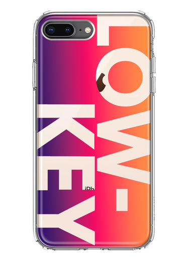 Apple iPhone 8 Plus Purple Pink Orange Clear Funny Text Quote Low Key Hybrid Protective Phone Case Cover