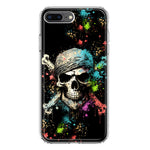 Apple iPhone 8 Plus Fantasy Paint Splash Pirate Skull Hybrid Protective Phone Case Cover