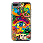 Apple iPhone 8 Plus Neon Rainbow Psychedelic Trippy Hippie Multiple Eyes Hybrid Protective Phone Case Cover