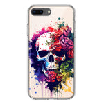 Apple iPhone 8 Plus Fantasy Skull Red Purple Roses Hybrid Protective Phone Case Cover