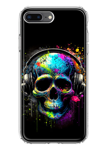 Apple iPhone 8 Plus Fantasy Skull Headphone Colorful Pop Art Hybrid Protective Phone Case Cover