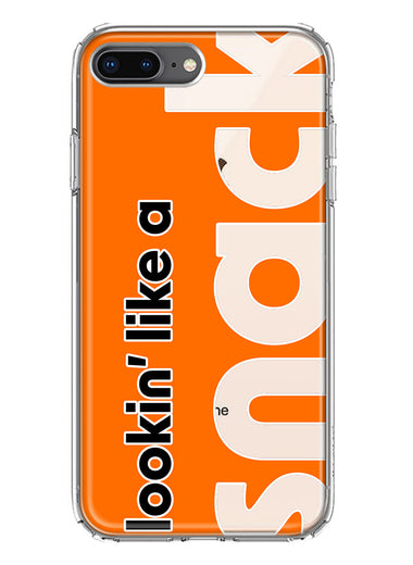 Apple iPhone 8 Plus Orange Clear Funny Text Quote Snack Hybrid Protective Phone Case Cover