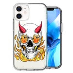 Apple iPhone 12 Flamming Devil Skull Design Double Layer Phone Case Cover