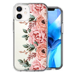For Apple iPhone 12 Mini Blush Pink Peach Spring Flowers Peony Rose Phone Case Cover