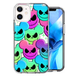 Apple iPhone 11 Bright Rainbow Nightmare Skulls Spooky Season Halloween Design Double Layer Phone Case Cover