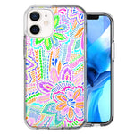 Apple iPhone 11 Colorful Summer Flowers Doodle Art Design Double Layer Phone Case Cover