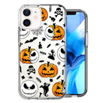 Apple iPhone 11 Halloween Jack-O-Lantern Pumpkin Skull Spooky Design Double Layer Phone Case Cover