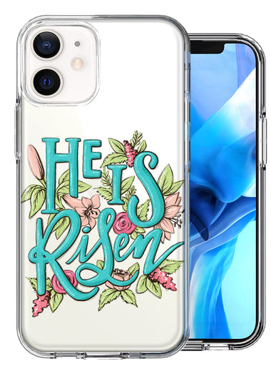Apple iPhone 11 He Is Risen Text Easter Jesus Christian Flowers Double Layer Phone Case Cover