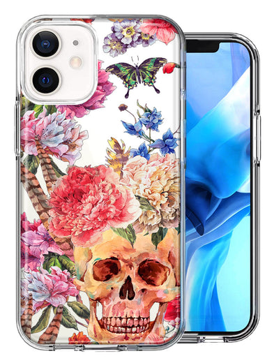 For Apple iPhone 12 Mini Indie Spring Peace Skull Feathers Floral Butterfly Flowers Phone Case Cover