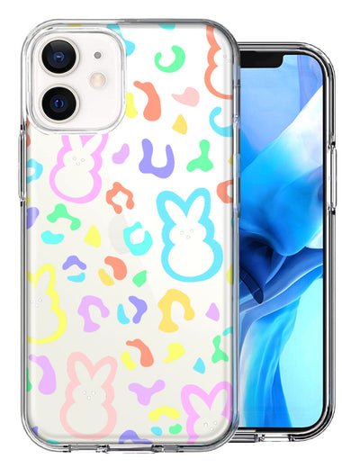 Apple iPhone 11 Leopard Easter Bunny Candy Colorful Rainbow Double Layer Phone Case Cover