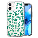 Apple iPhone 12 Lucky Green St Patricks Day Cute Gnomes Shamrock Polkadots Double Layer Phone Case Cover