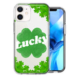 Apple iPhone 11 Lucky St Patrick's Day Shamrock Green Clovers Double Layer Phone Case Cover