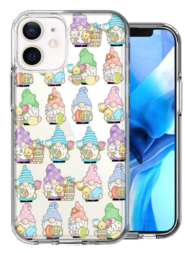 Apple iPhone 12 Pastel Easter Cute Gnomes Spring Flowers Eggs Holiday Seasonal Double Layer Phone Case Cover