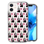 Apple iPhone 12 Pink Horror Valentine Character Ghostface Boyfriend Call Me Hearts Double Layer Phone Case Cover