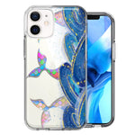 Apple iPhone 12 Mini Rainbow Mermaid Tails Scales Ocean Waves Beach Girls Summer Double Layer Phone Case Cover